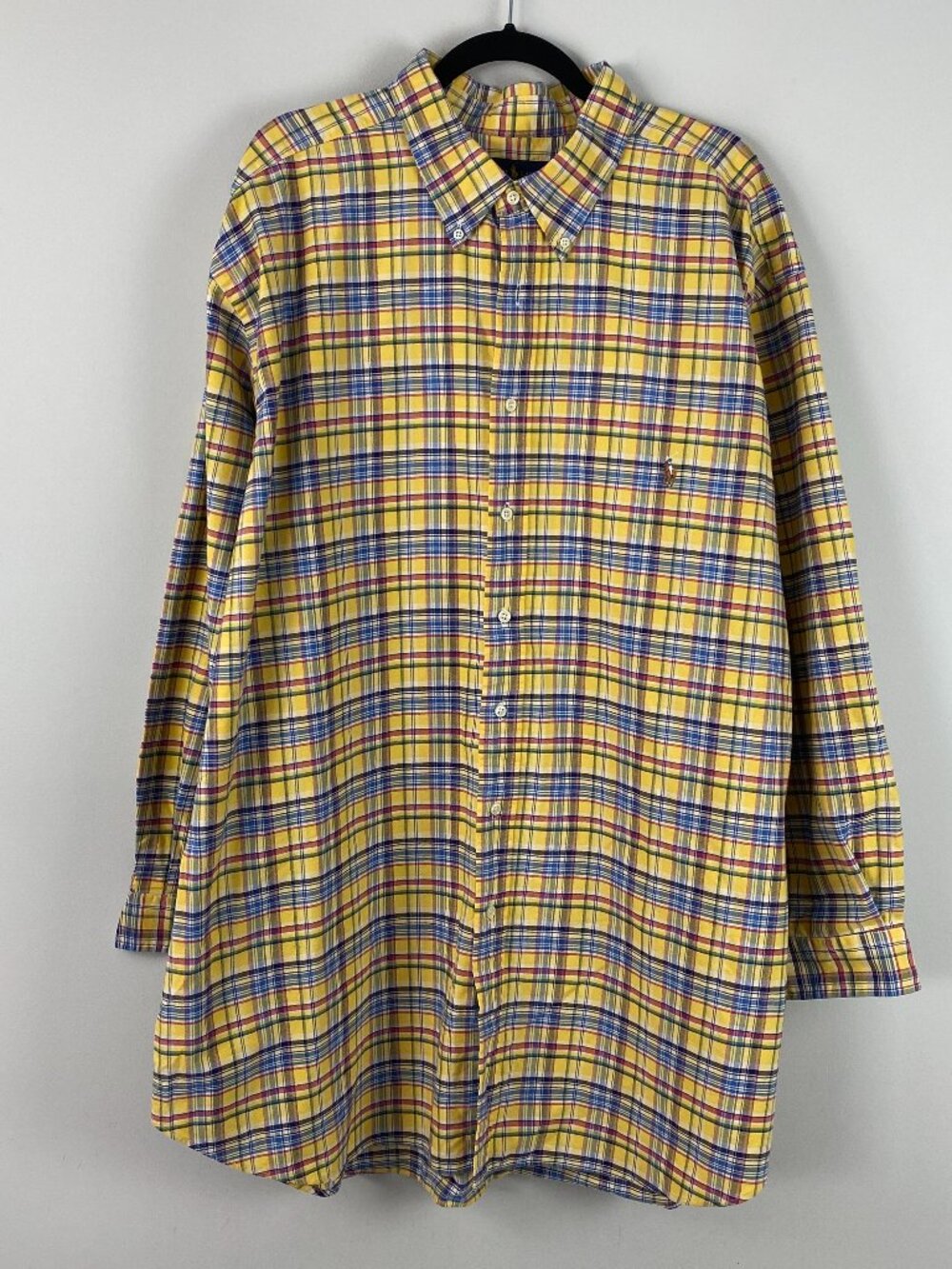 Ralph Lauren Button Down Shirt Mens 3XLT Blue Yellow Plaid Classic Fit